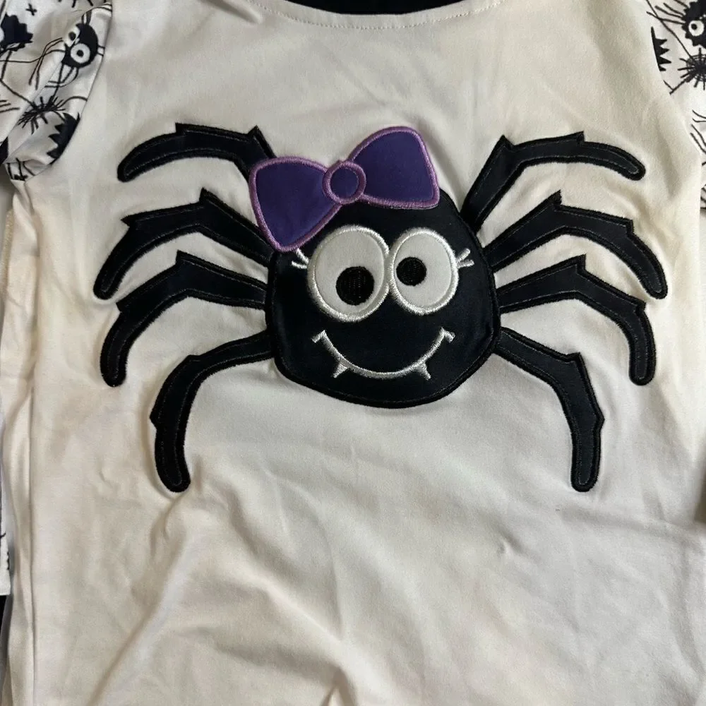 NWOT Toddler Girls Pajama Set Long Sleeve Top & Pants - Spider w/ Bow - Size 4T